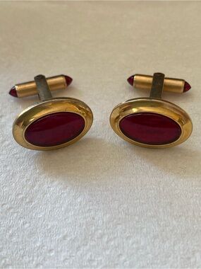 VTG Krementz 1940s red Cabochon cufflinks
